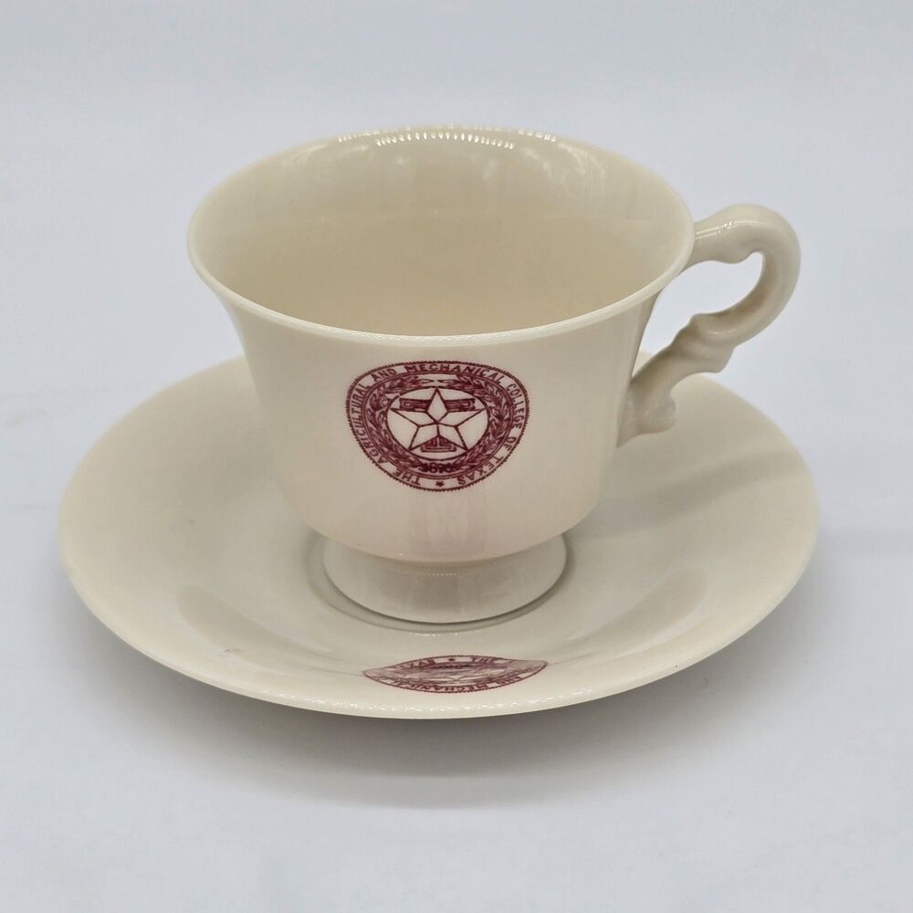 Vintage 1950's Texas A&M Syracuse China Demitasse Cup and Saucer Aggies